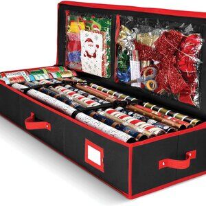 Gift Wrap Organizer,‎ Christmas Wrapping Paper Storage Bag w/Useful Pockets